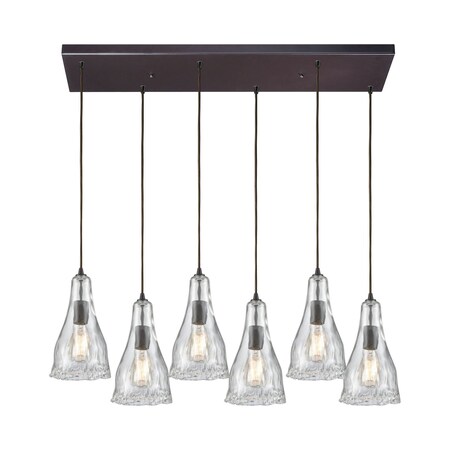 Elk Lighting Hand Formed Glss 6-Lght Rectangular Pndnt Brnz w/Clr Hand-formed Glss 10446/6RC